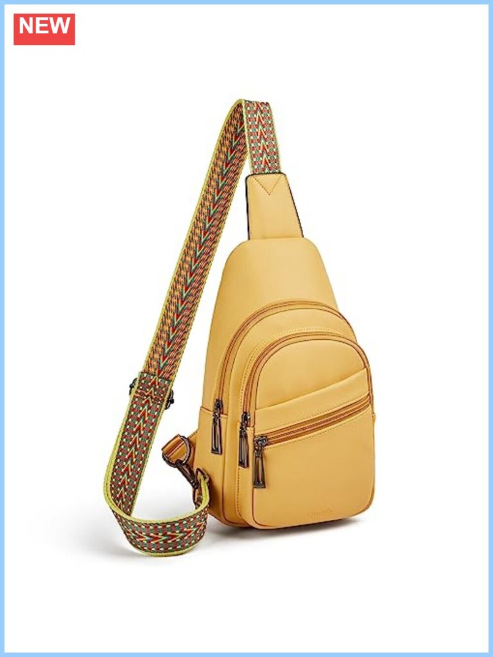Vegan PU Leather Crossbody Sling Bag Adjustable Strap Travel Purse